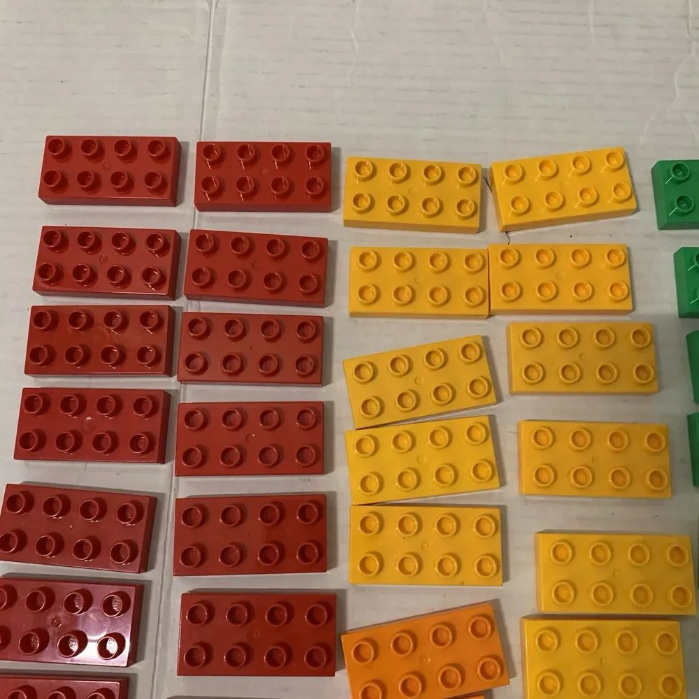 LEGO Duplo 4x2x1 Blocks Plate‎ Red Yellow Green Orange Brown Blue Large Lot 80+